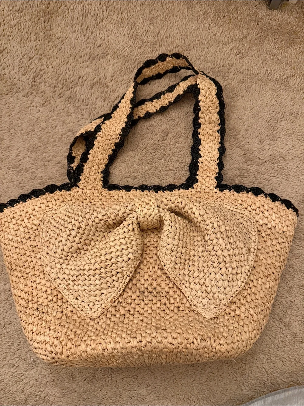Kate Spade x Target Raffia Bow Tote Natural Black Limited Edition